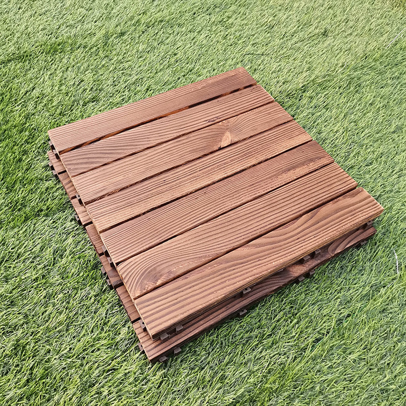 Sikunuo | 7-Slat Square Wood Floor Tiles Click Installation Outdoor Floor Tiles