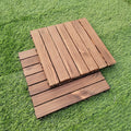 Sikunuo | 7-Slat Square Wood Floor Tiles Click Installation Outdoor Floor Tiles