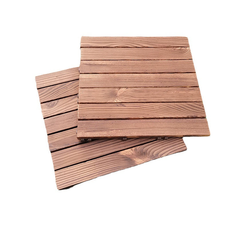 Sikunuo | 7-Slat Square Wood Floor Tiles Click Installation Outdoor Floor Tiles