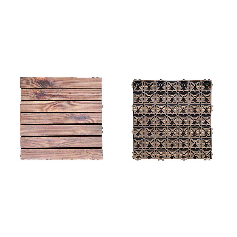 Sikunuo | 7-Slat Square Wood Floor Tiles Click Installation Outdoor Floor Tiles