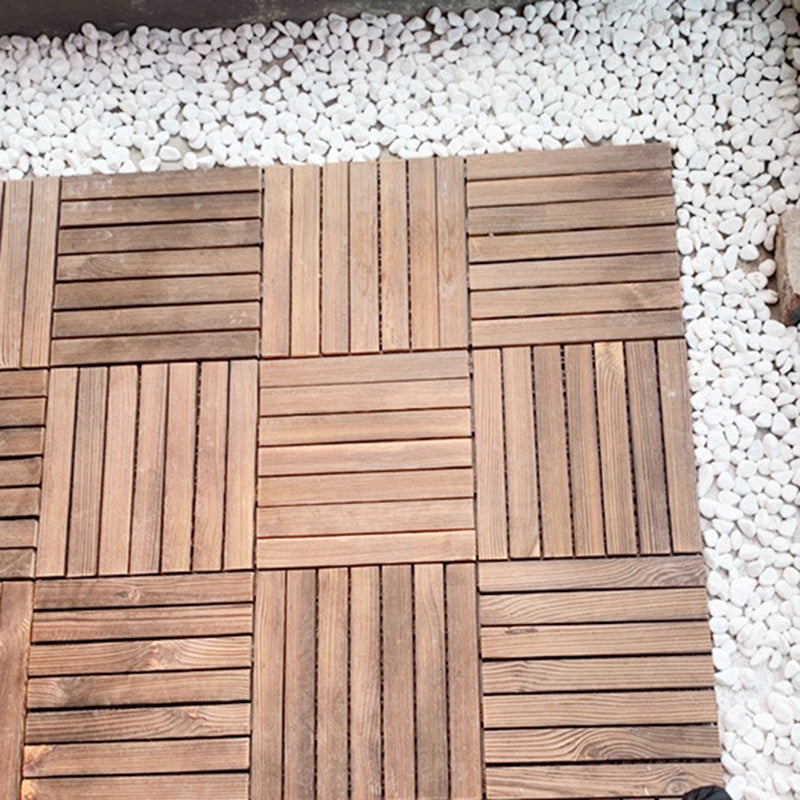 Sikunuo | 7-Slat Square Wood Floor Tiles Click Installation Outdoor Floor Tiles