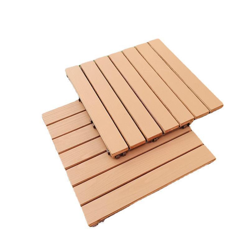 Sikunuo | Yellow 6-Slat Square Wood Floor Tiles Click System Floor Tiles