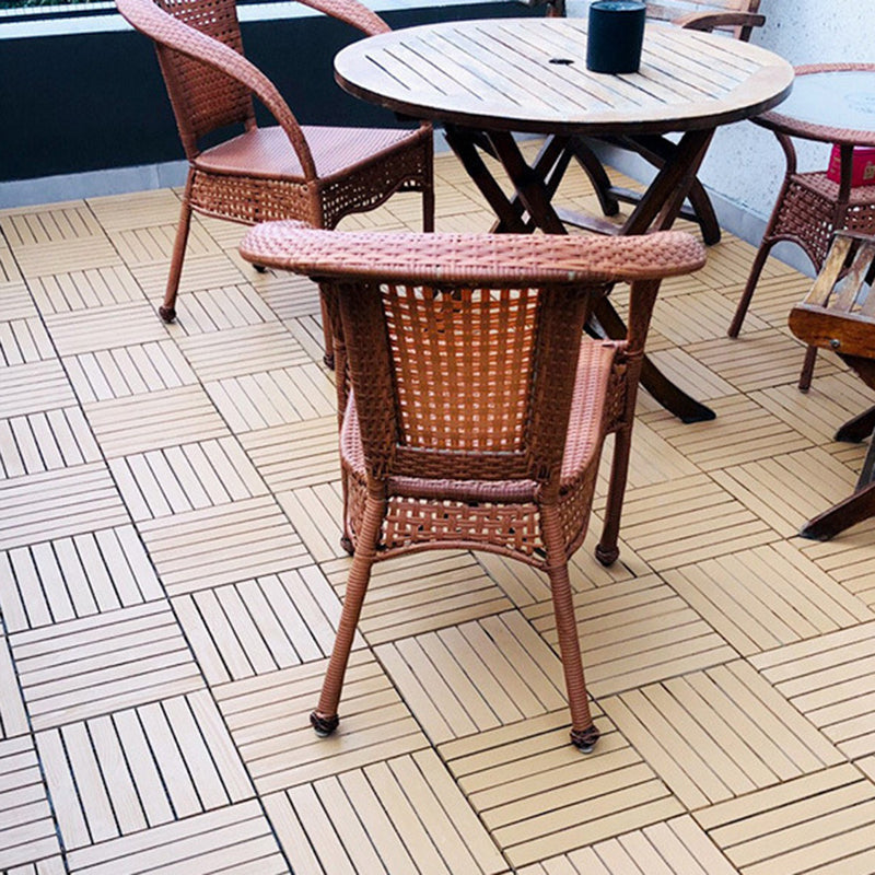 Sikunuo | Yellow 6-Slat Square Wood Floor Tiles Click System Floor Tiles