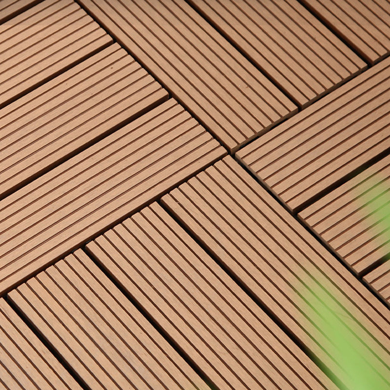 Sikunuo | 12" X 12" PVC 6-Slat Square Patio Tiles Snap Fit Installation Outdoor Floor Tiles