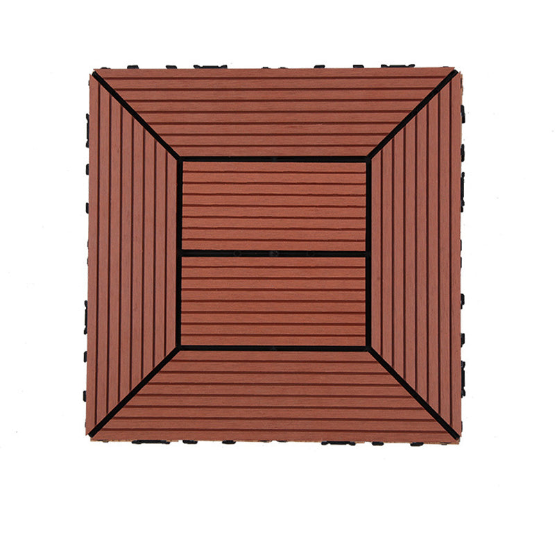 Sikunuo | 12" X 12" PVC 6-Slat Square Patio Tiles Snap Fit Installation Outdoor Floor Tiles