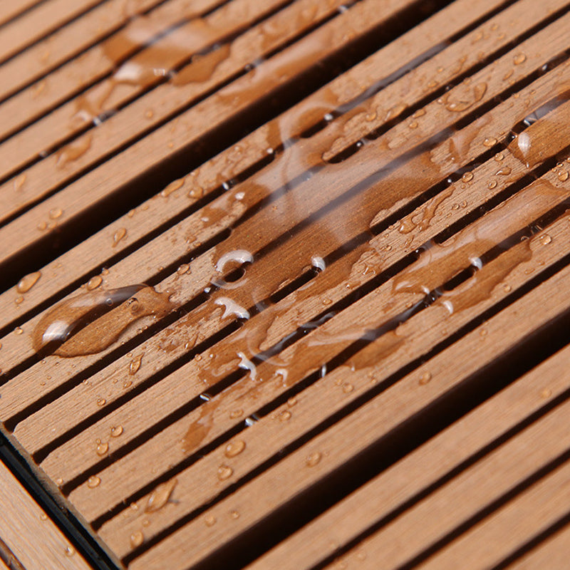 Sikunuo | 12" X 12" PVC 6-Slat Square Patio Tiles Snap Fit Installation Outdoor Floor Tiles