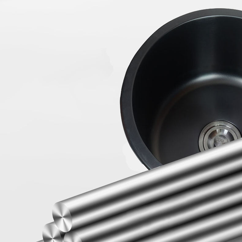 Sikunuo | Stainless Steel Round Sink in Black Single Basin Undermount Sink with Basket Strainer