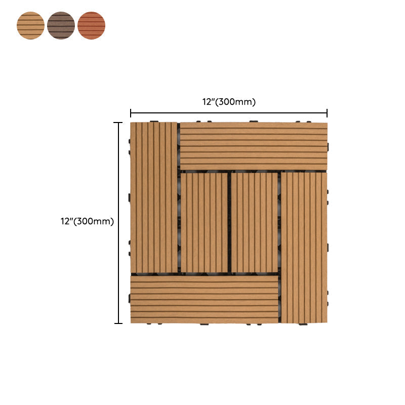 Sikunuo | 30 cm x 30 cm Square PVC Terrace Tiles Snap Installation Outdoor Floor Tiles