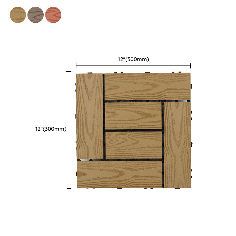 Sikunuo | 30 cm x 30 cm Square PVC Terrace Tiles Snap Installation Outdoor Floor Tiles