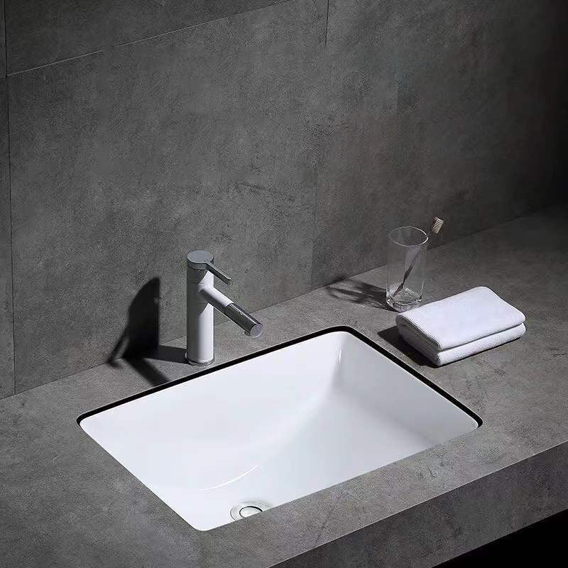 Sikunuo | Modern Under-Mount Sink Oval Porcelain with Pop-Up Drain Sink