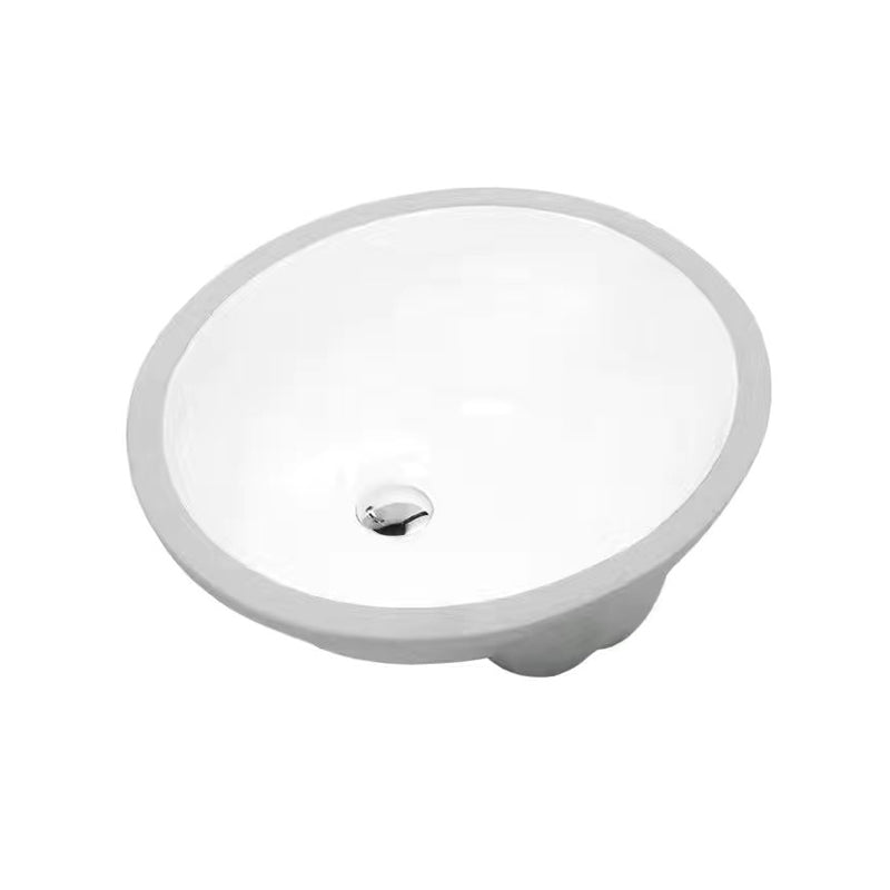 Sikunuo | Modern Under-Mount Sink Oval Porcelain with Pop-Up Drain Sink