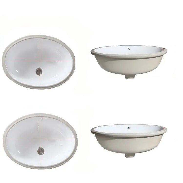 Sikunuo | Modern Under-mount Sink Oval Porcelain with Pop-Up Drain Sink