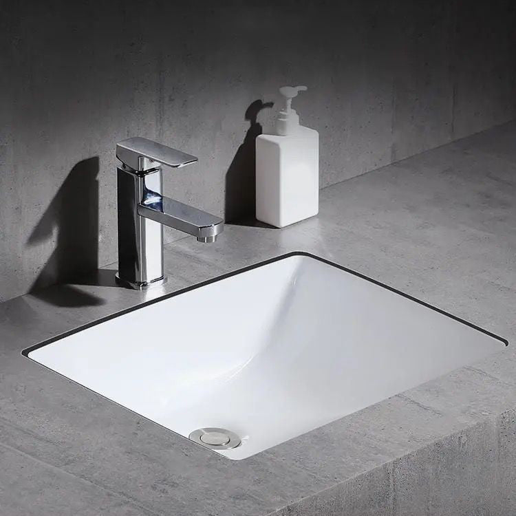 Sikunuo | Modern Under-Mount Sink Oval Porcelain with Pop-Up Drain Sink