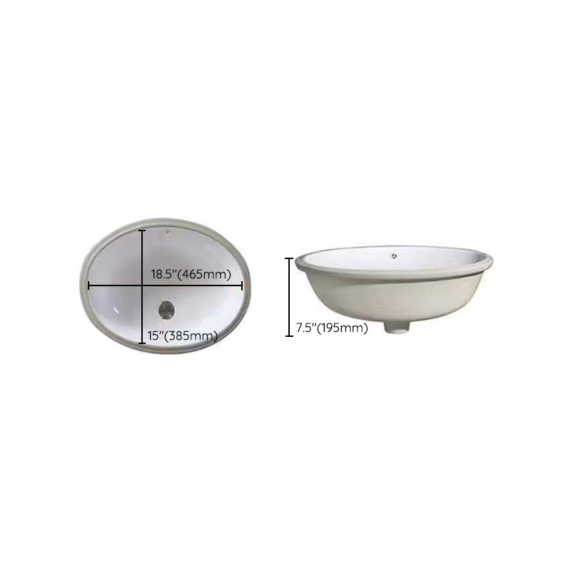 Sikunuo | Modern Under-Mount Sink Oval Porcelain with Pop-Up Drain Sink