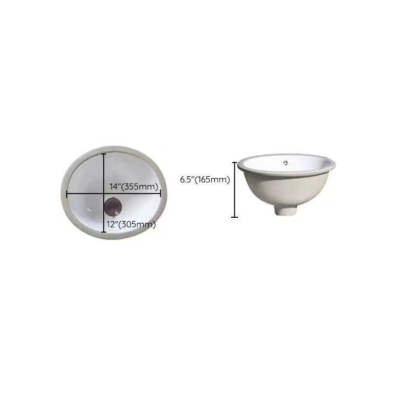 Sikunuo | Modern Under-mount Sink Oval Porcelain with Pop-Up Drain Sink
