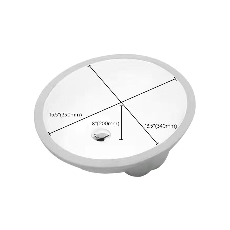 Sikunuo | Modern Under-mount Sink Oval Porcelain with Pop-Up Drain Sink