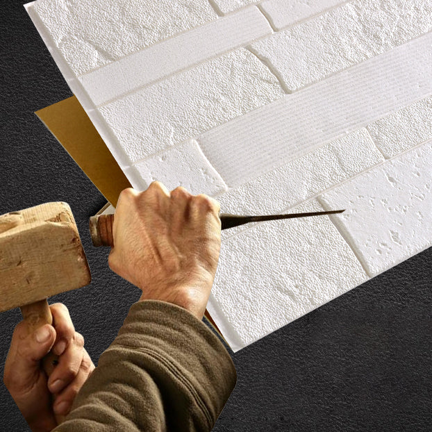 Sikunuo | Industrial 3D Brick Wall Plank Bathroom Living Room Wall Panel Set of 10