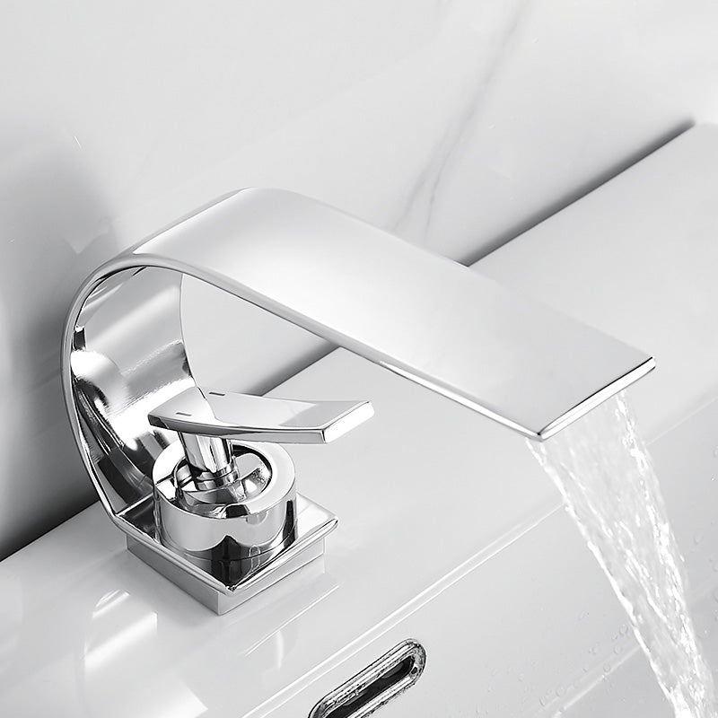 Sikunuo | Unique Bathroom Waterfall Spout Brass Basin Faucet
