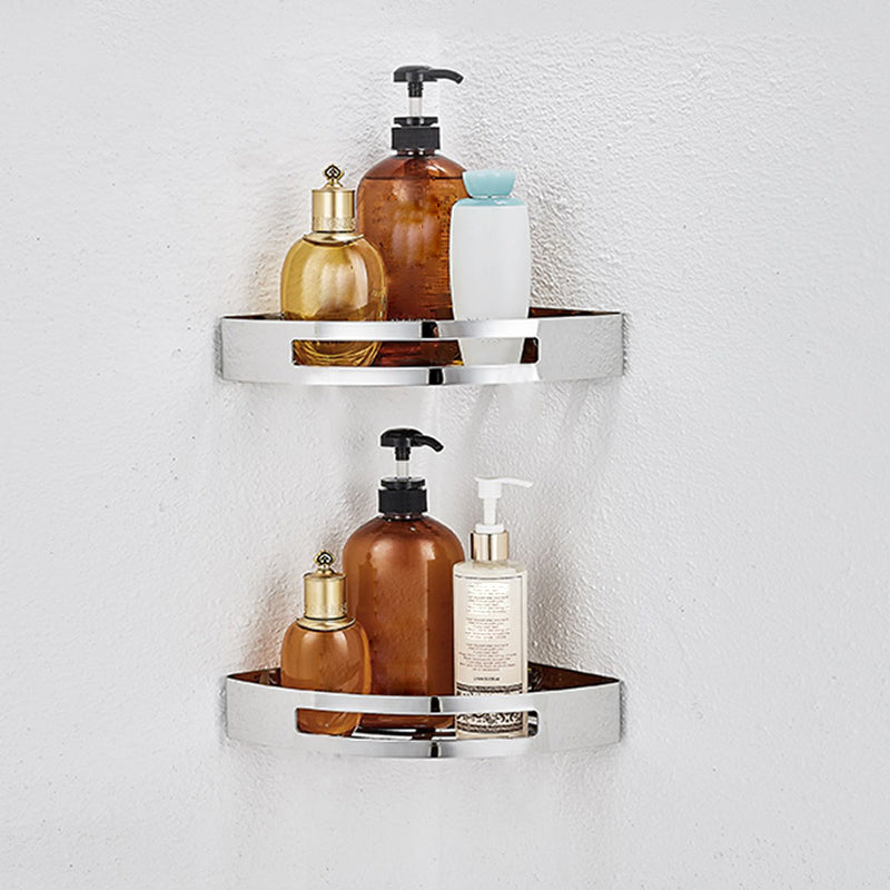 Sikunuo | Polished Chrome Modern Bathroom Accessories Set Stainless Steel Triangular Shower Shelf