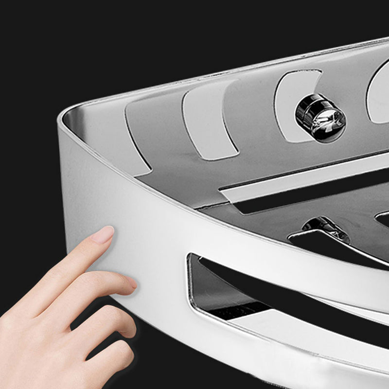 Sikunuo | Polished Chrome Modern Bathroom Accessories Set Stainless Steel Triangular Shower Shelf