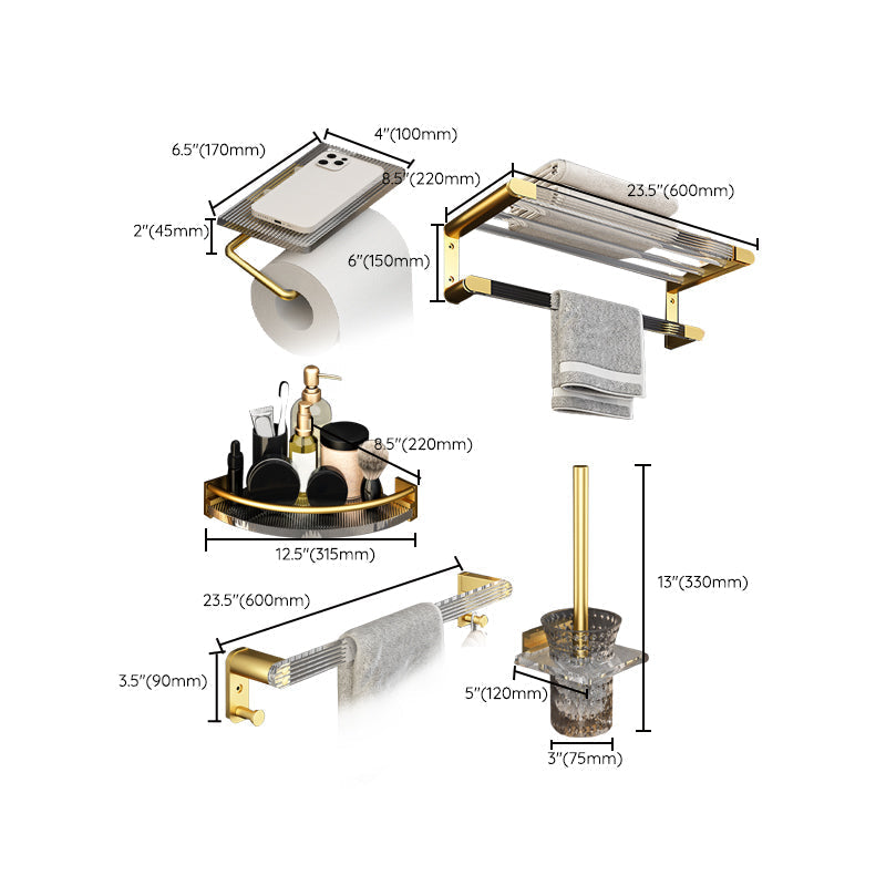 Sikunuo | 6-piece bathroom accessory set made of gold-colored metal bathroom hardware set