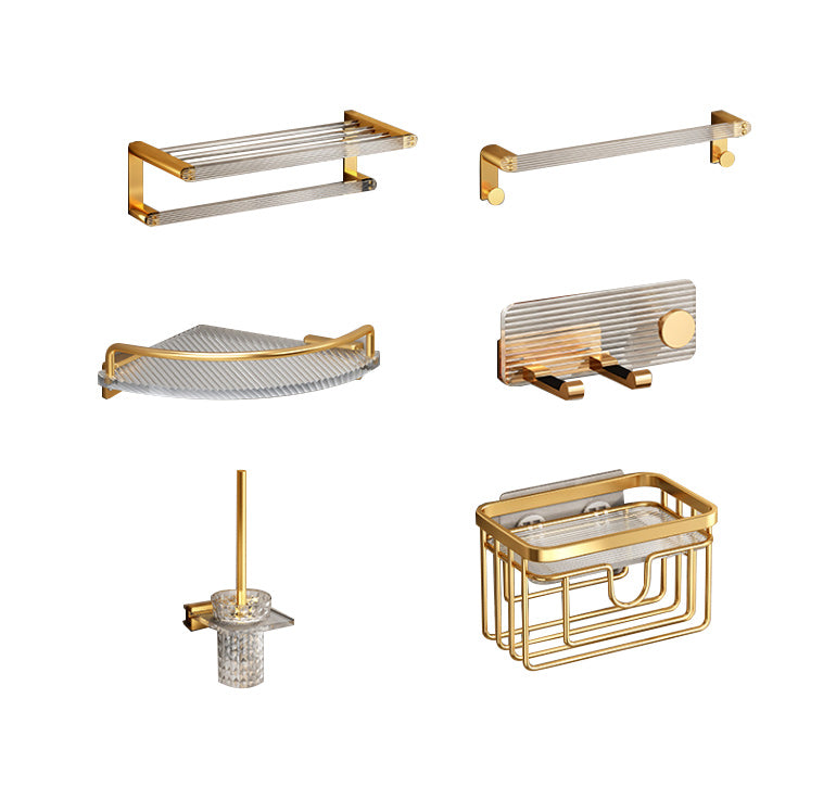 Sikunuo | Modern Golden Bathroom Accessories Single Piece or in Set with Bathroom Shelf