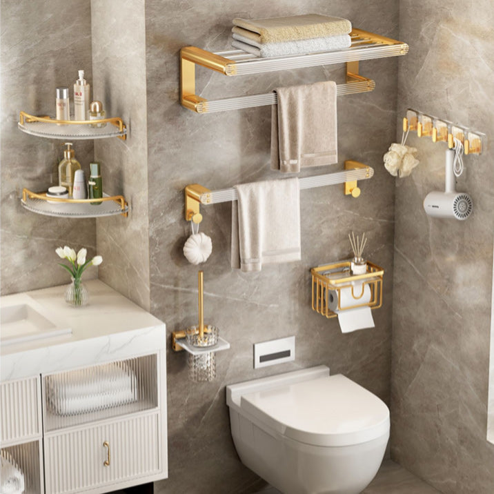 Sikunuo | Modern Golden Bathroom Accessories Single Piece or in Set with Bathroom Shelf