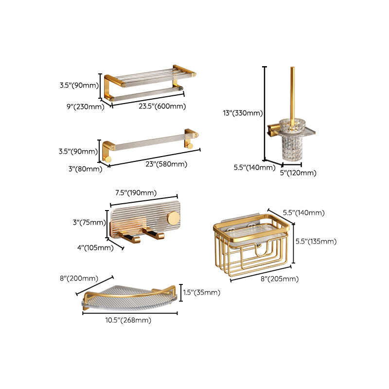 Sikunuo | Modern Golden Bathroom Accessories Single Piece or in Set with Bathroom Shelf