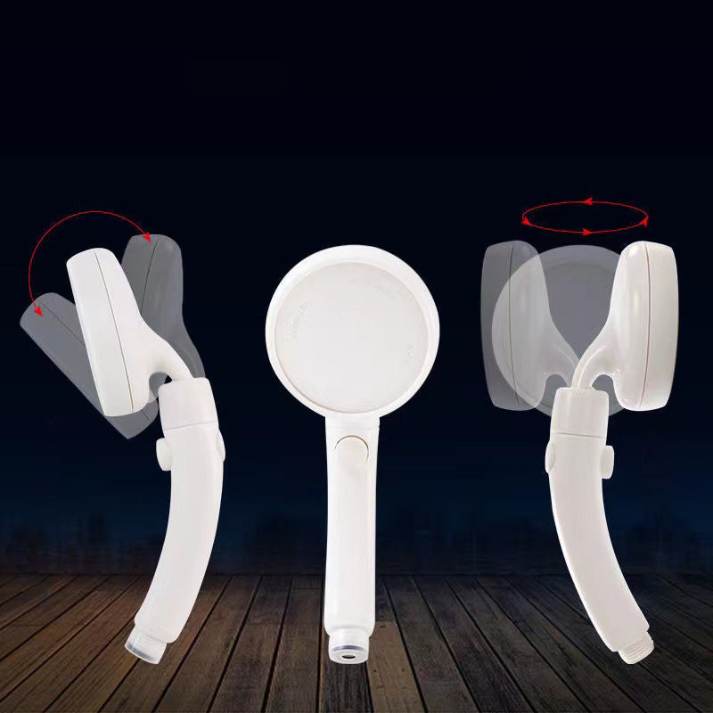 Sikunuo | Plastic Handheld Showerhead White Standard Spray Round Wall-mounted Swivel Showerhead