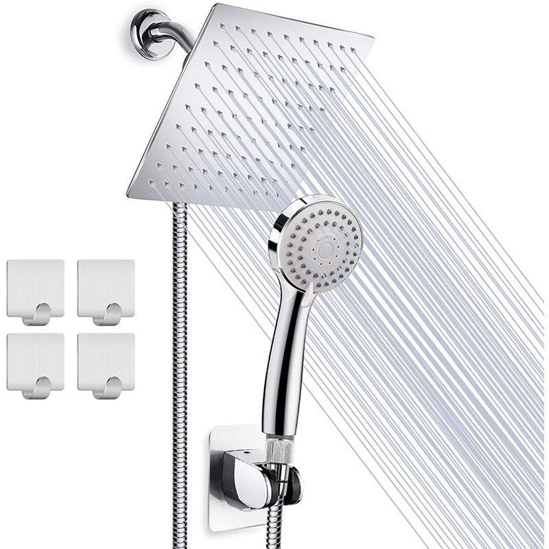 Sikunuo | Classic Dual Shower Head Square Large Shower Head with Round Hand Shower