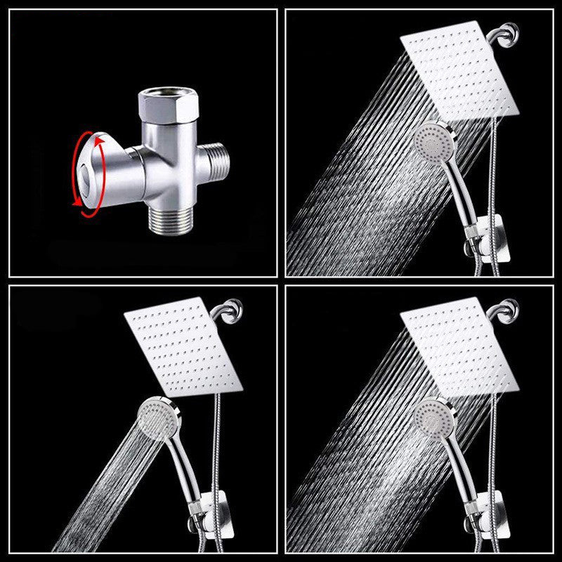 Sikunuo | Classic Dual Shower Head Square Large Shower Head with Round Hand Shower