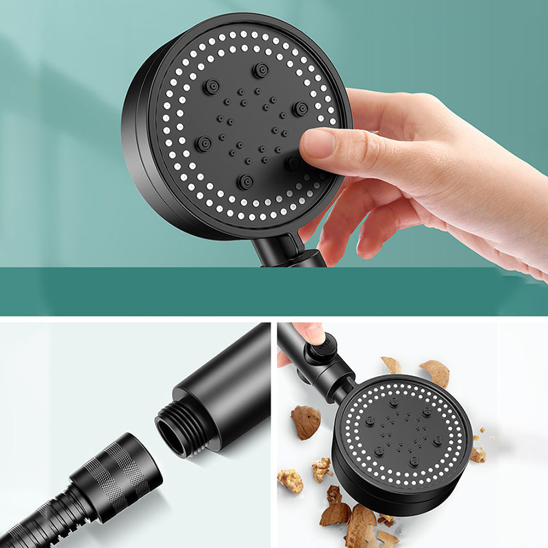 Sikunuo | Modern 6 Setting Shower Head Adjustable Spray Pattern Matt Black Round Shower Head