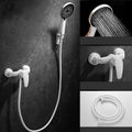 Sikunuo | Round Shower Set White Wall Mounted Hand Shower Lever Handle Shower Hose Swiveling Shower Set
