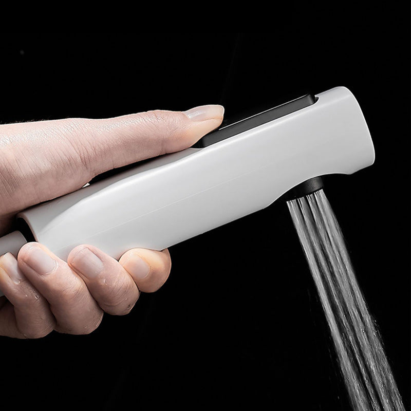 Sikunuo | Round Shower Set White Wall Mounted Hand Shower Lever Handle Shower Hose Swiveling Shower Set