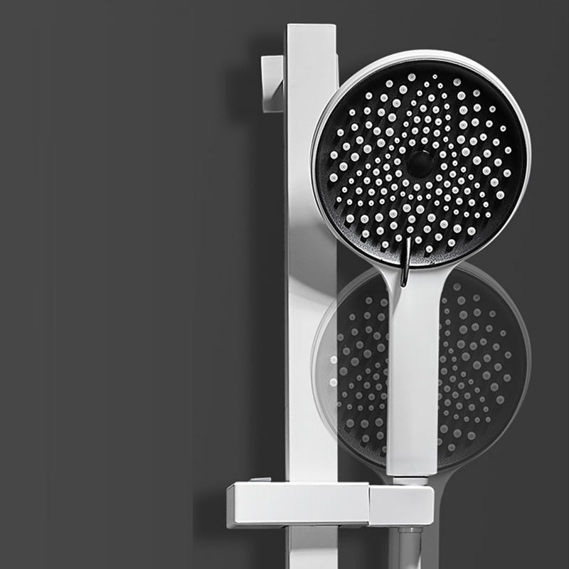 Sikunuo | Round Shower Set White Wall Mounted Hand Shower Lever Handle Shower Hose Swiveling Shower Set