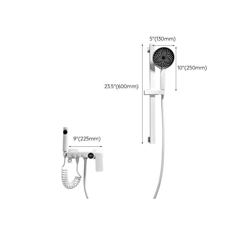 Sikunuo | Round Shower Set White Wall Mounted Hand Shower Lever Handle Shower Hose Swiveling Shower Set