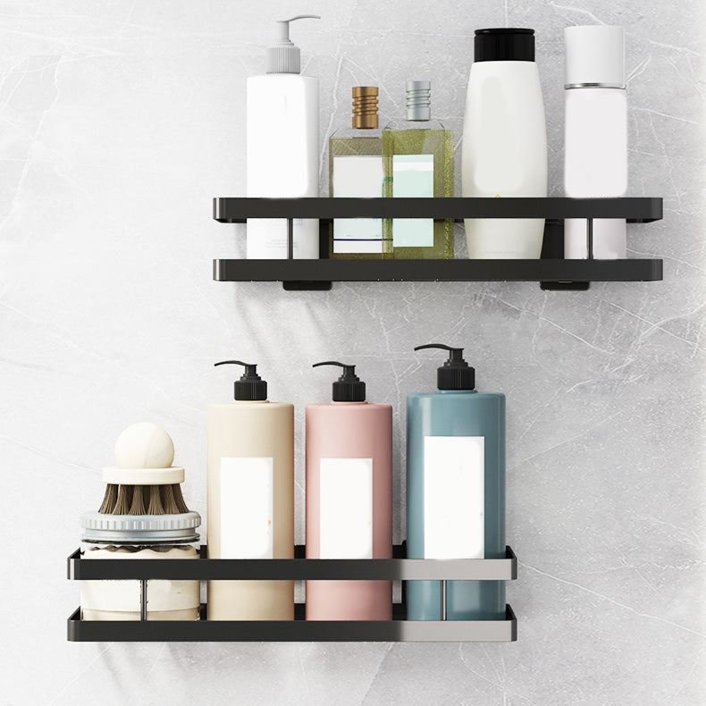 Sikunuo | 2-piece bathroom shelf made of matte black metal bathroom hardware set