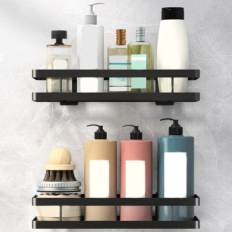 Sikunuo | 2-piece bathroom shelf made of matte black metal bathroom hardware set