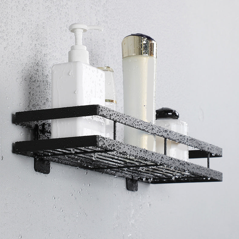 Sikunuo | 2-piece bathroom shelf made of matte black metal bathroom hardware set
