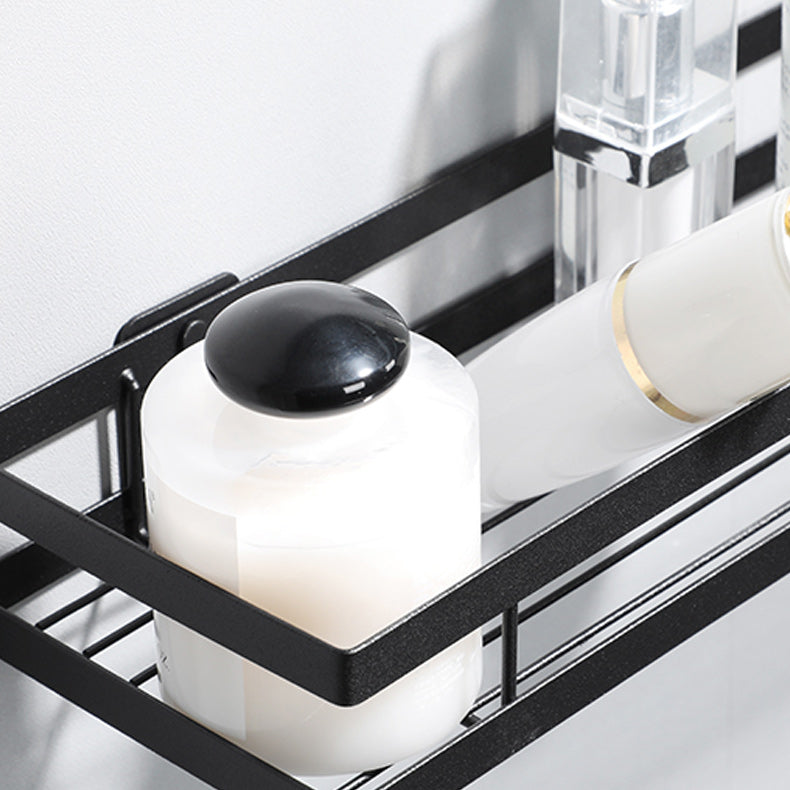 Sikunuo | 2-piece bathroom shelf made of matte black metal bathroom hardware set