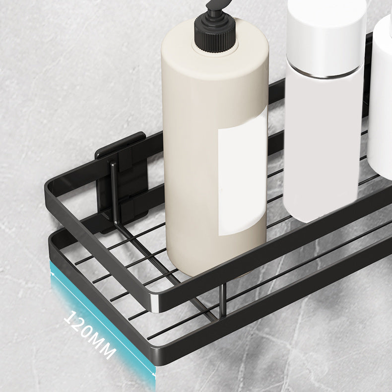 Sikunuo | 2-piece bathroom shelf made of matte black metal bathroom hardware set