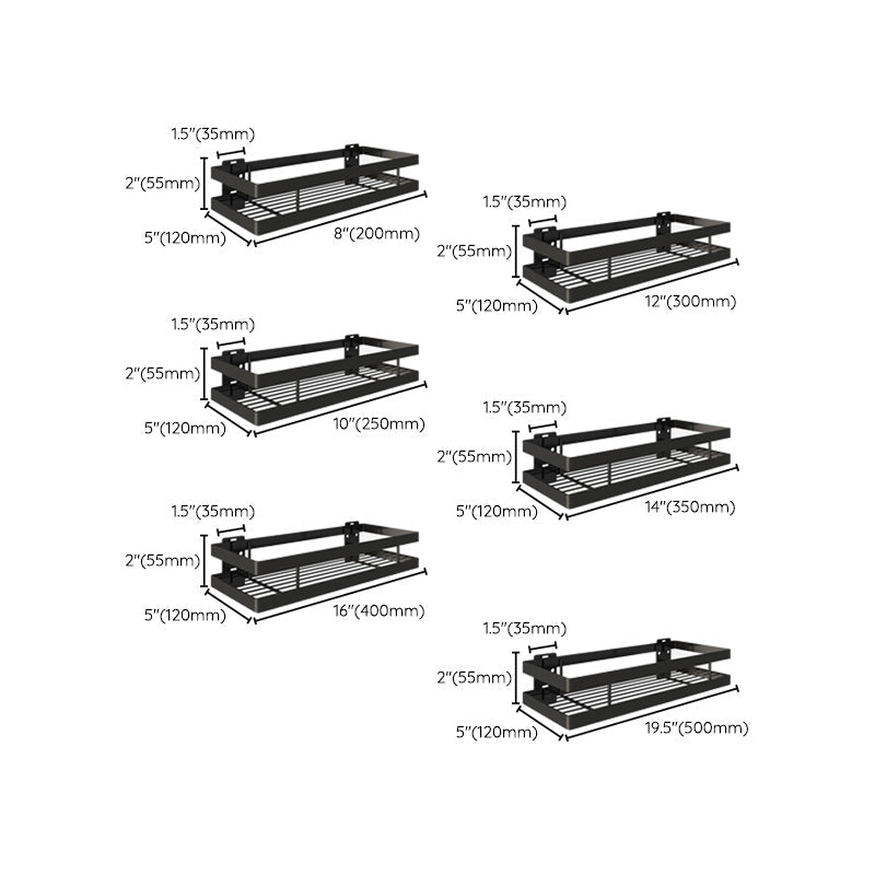 Sikunuo | 2-piece bathroom shelf made of matte black metal bathroom hardware set