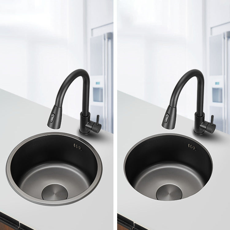 Sikunuo | Kitchen Sink Round Single Bowl Color and Scratch Resistant Under-mounted Stainless Steel Kitchen Sink