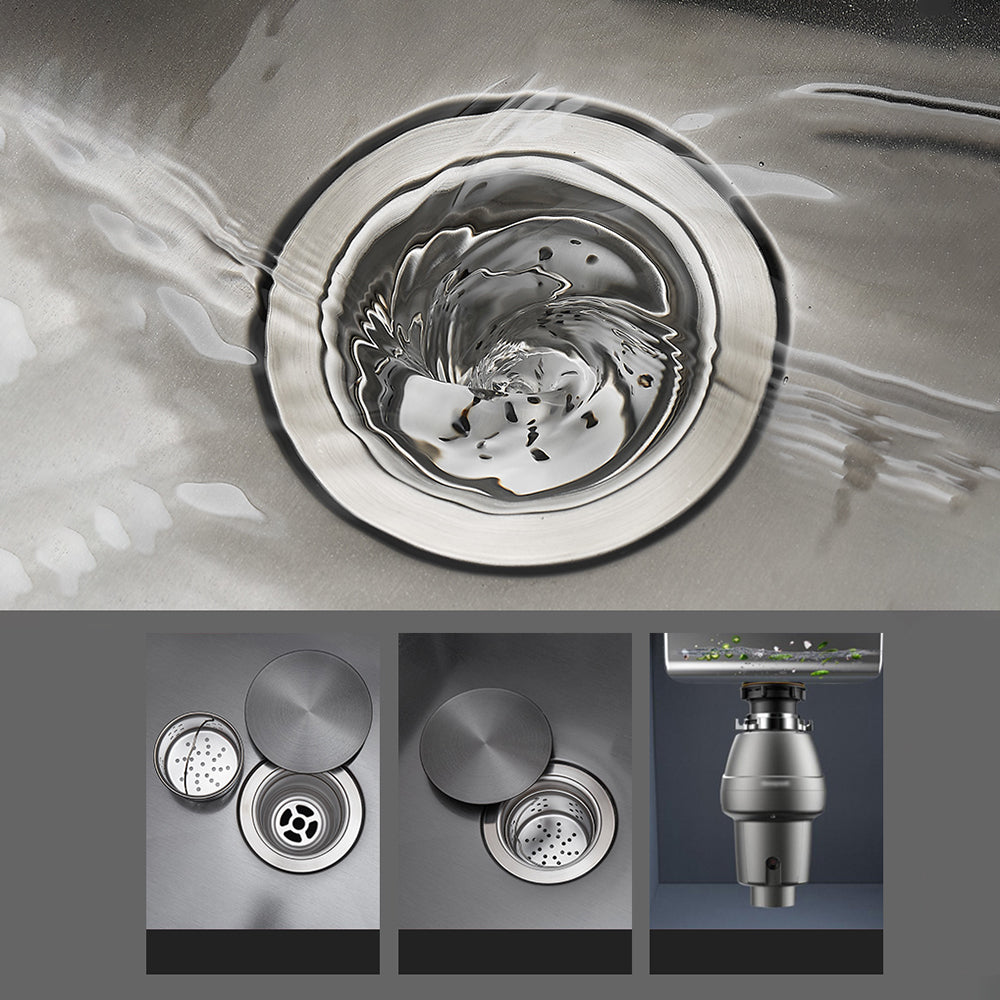 Sikunuo | Kitchen Sink Round Single Bowl Color and Scratch Resistant Under-mounted Stainless Steel Kitchen Sink