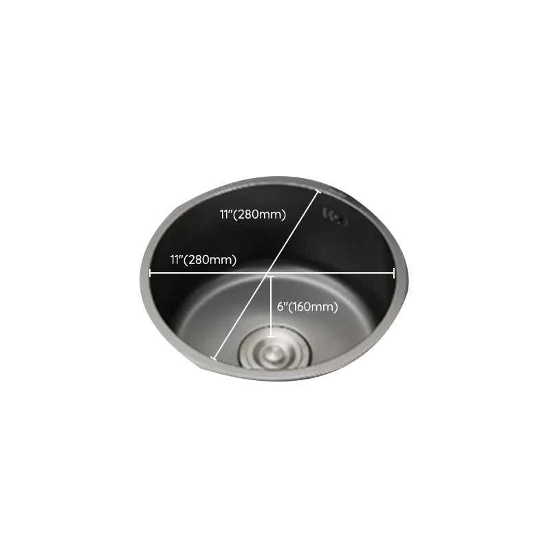 Sikunuo | Kitchen Sink Round Single Bowl Color and Scratch Resistant Under-mounted Stainless Steel Kitchen Sink