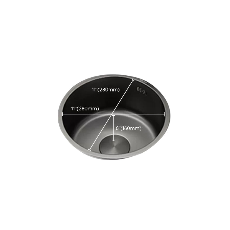Sikunuo | Kitchen Sink Round Single Bowl Color and Scratch Resistant Under-mounted Stainless Steel Kitchen Sink