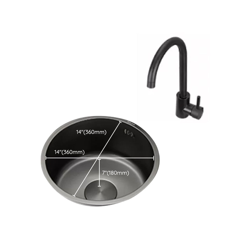 Sikunuo | Kitchen Sink Round Single Bowl Color and Scratch Resistant Under-mounted Stainless Steel Kitchen Sink