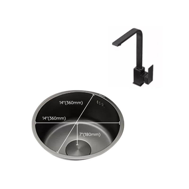Sikunuo | Kitchen Sink Round Single Bowl Color and Scratch Resistant Under-mounted Stainless Steel Kitchen Sink