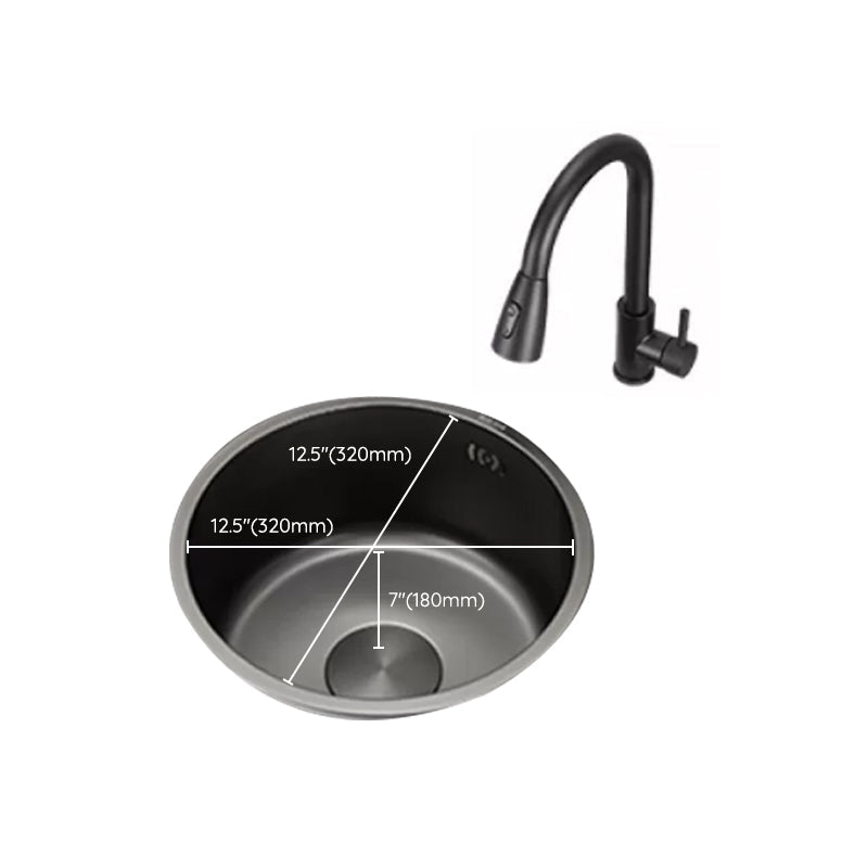 Sikunuo | Kitchen Sink Round Single Bowl Color and Scratch Resistant Under-mounted Stainless Steel Kitchen Sink