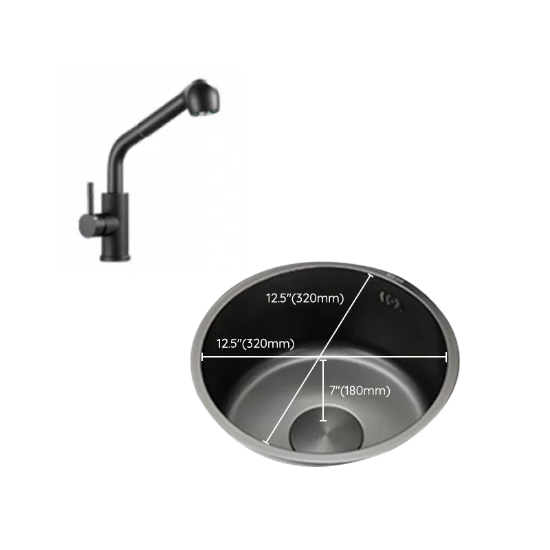 Sikunuo | Kitchen Sink Round Single Bowl Color and Scratch Resistant Under-mounted Stainless Steel Kitchen Sink